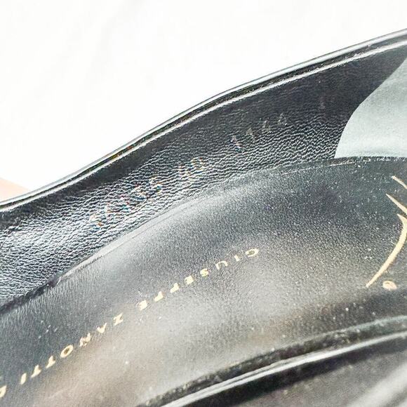 Giuseppe Zanotti Black Patent Leather Heels Snakeskin Round Cap Toe Size  40 - Picture 5 of 8